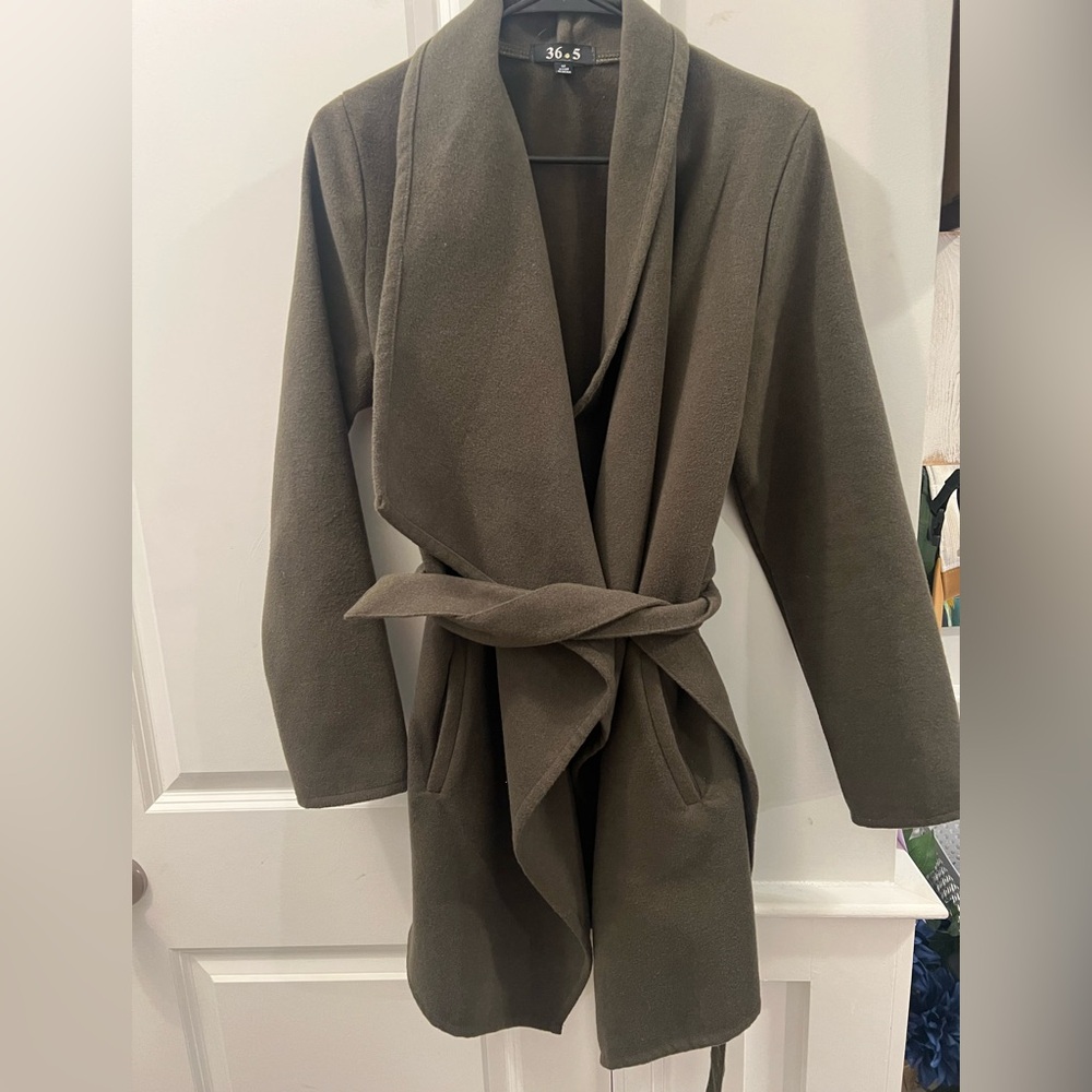 Women's Olive Green Belted Coat